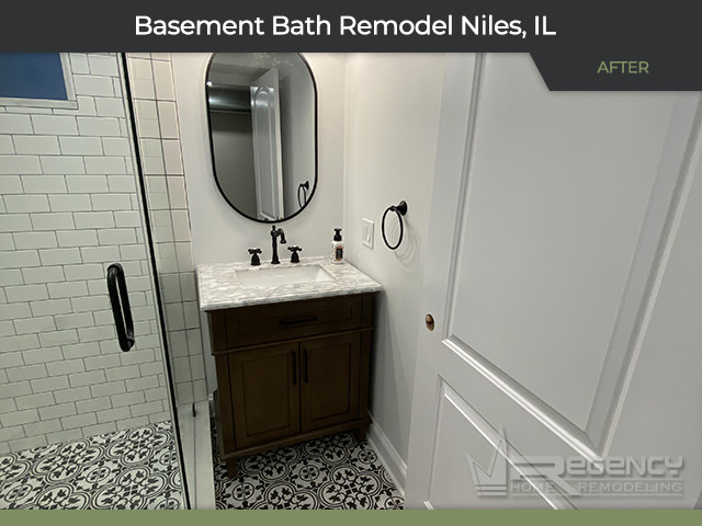 Basement Bath Remodel - 9330 Delphia St, Niles, IL 60714 by Regency Home Remodeling