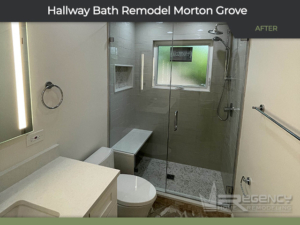 Hallway Bath Remodel - 9247 Olcott Ave, Morton Grove, IL 60053 by Regency Home Remodeling