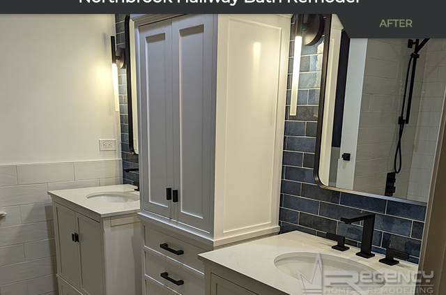 Hallway Bath - 4012 Brittany Ct, Northbrook, IL 60062 by Regency Home Remodeling